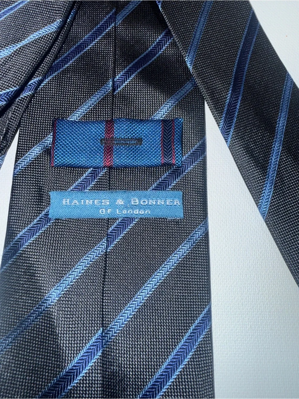 Men's Black Tie with Blue Diagonal Stripes